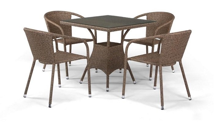 Комплект плетеной мебели T197BT/Y137C-W56  4PCS Light Brown 4Pcs фото 2