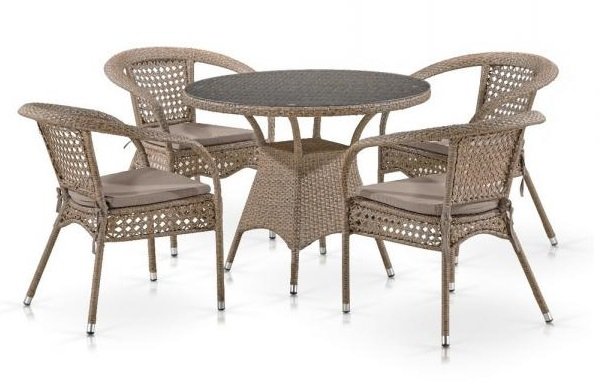 Комплект плетеной мебели Лион-1B T220CT/Y32-W56 Light brown 4Pcs фото 2