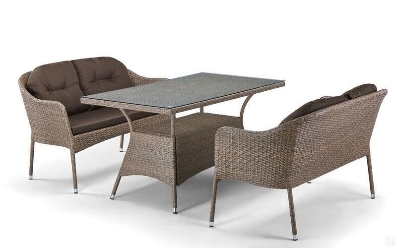 Комплект плетеной мебели T198B/S54B-W56 Light Brown фото 2
