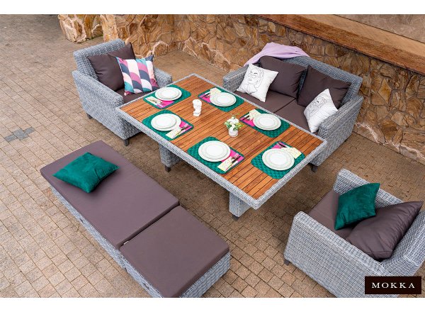 Комплект плетеной мебели MOKKA BELLA Family малый серый фото 7
