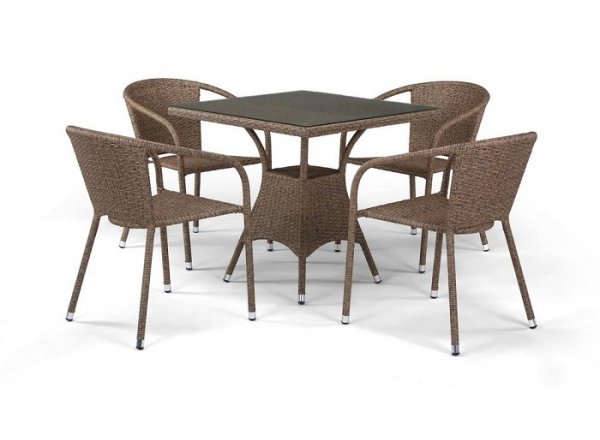 Комплект плетеной мебели T197BT/Y137C-W56  4PCS Light Brown 4Pcs
