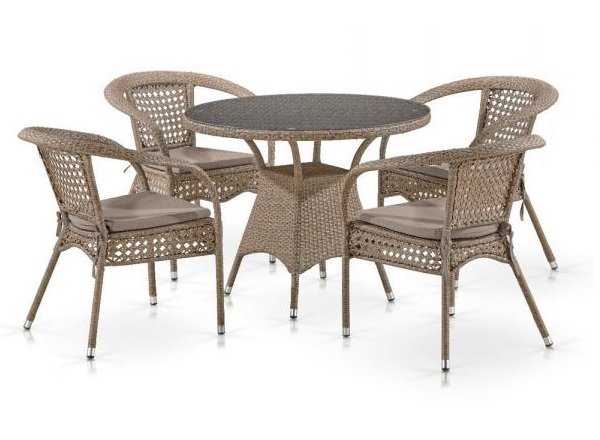 Комплект плетеной мебели Лион-1B T220CT/Y32-W56 Light brown 4Pcs