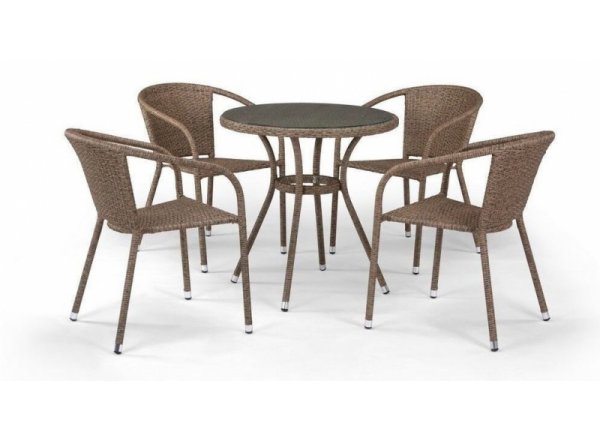 Комплект плетеной мебели T282ANT/Y137C-W56 Light Brown 4Pcs