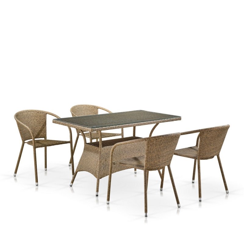 Комплект мебели из искуственного ротанга T198D/Y137C-W56 Light Brown (4+1)