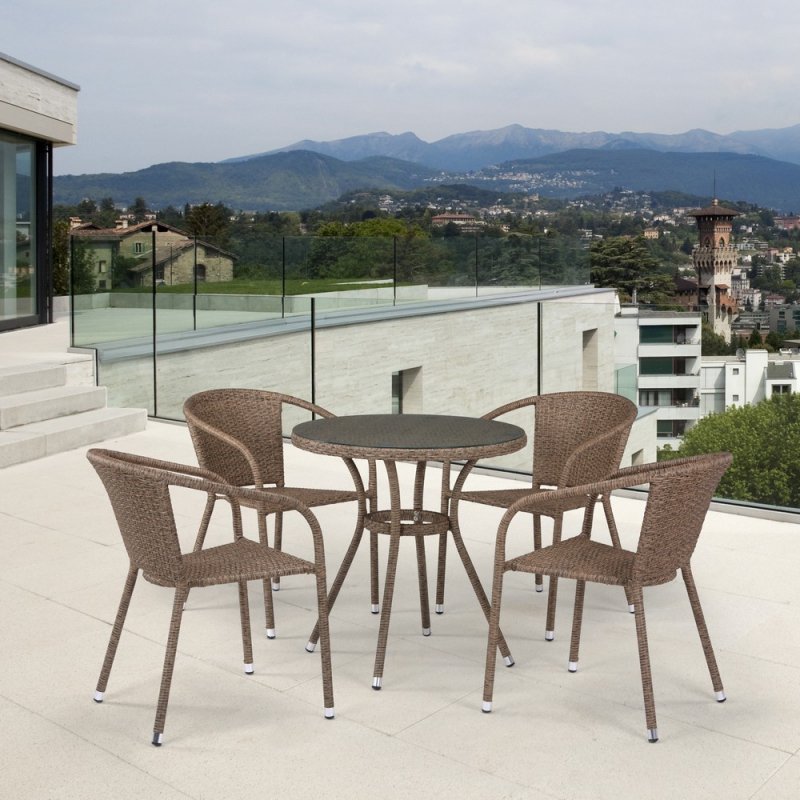 Комплект плетеной мебели T197AT/Y137C-W56 Light brown 4Pcs
