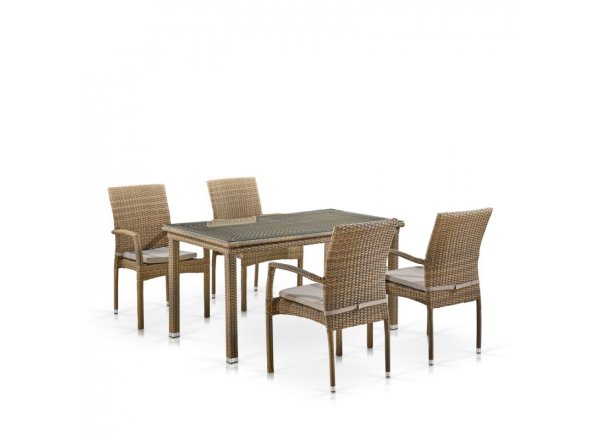 Комплект плетеной мебели T256B/Y379B-W65 Light Brown (4+1)