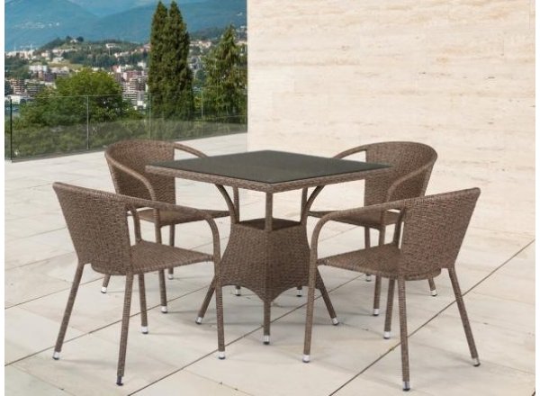 Комплект плетеной мебели T197BT/Y137C-W56  4PCS Light Brown 4Pcs