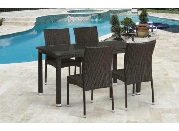 Обеденный комплект плетеной мебели из искусственного ротанга T256A/YC380A-W53 Brown (4+1) + подушки на стульях