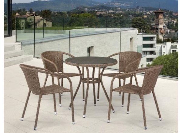 Комплект плетеной мебели T282ANT/Y137C-W56 Light Brown 4Pcs